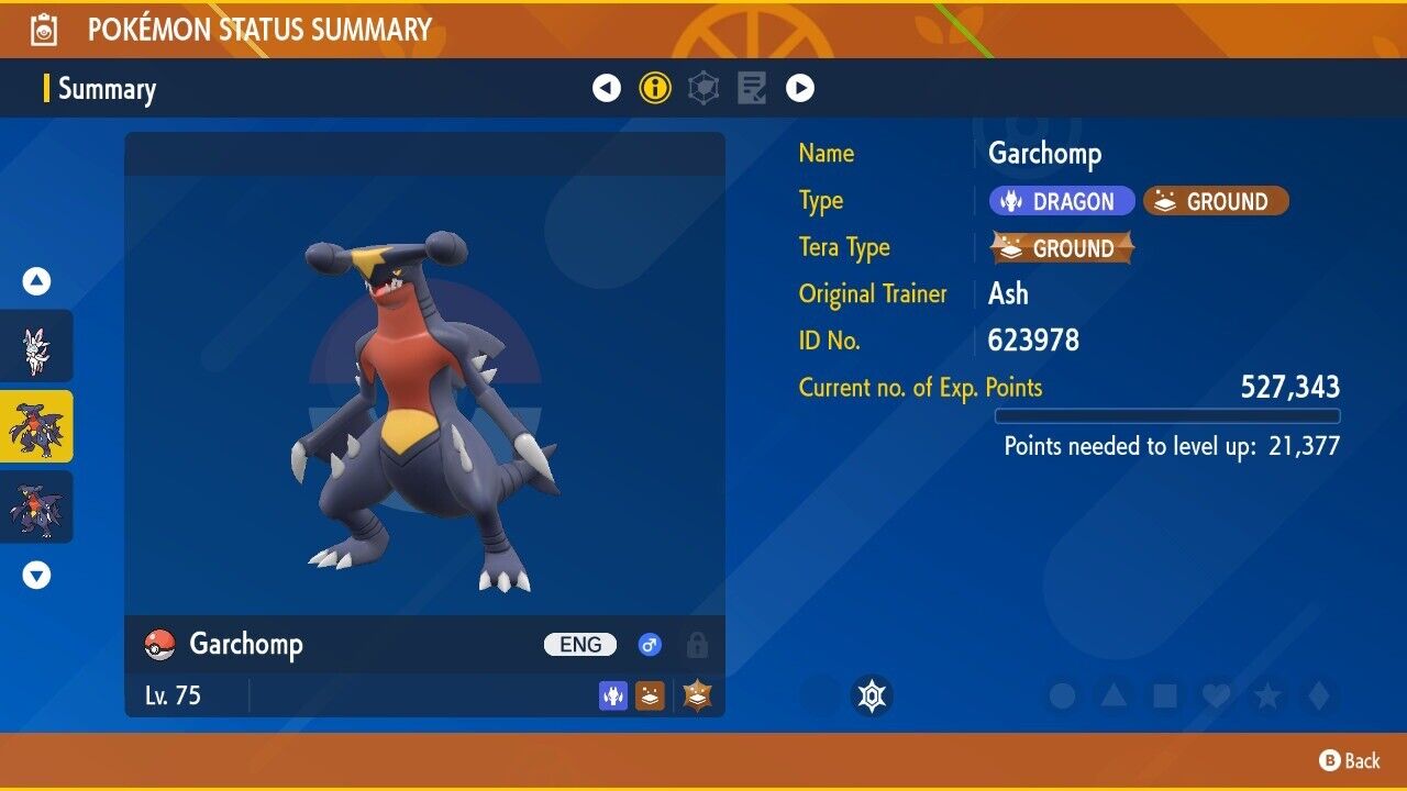 Garchomp 5 Star Tera Raid Event February 2023 Untouched Pokémon Scarlet Violet Non Shiny Lv. 75 by Shiny Living Dex | Shiny Living Dex