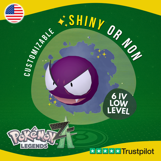 Gastly Shiny or Non ✨ 6 IV Pokémon Legends Z-A Competitive Customizable ZA Z A