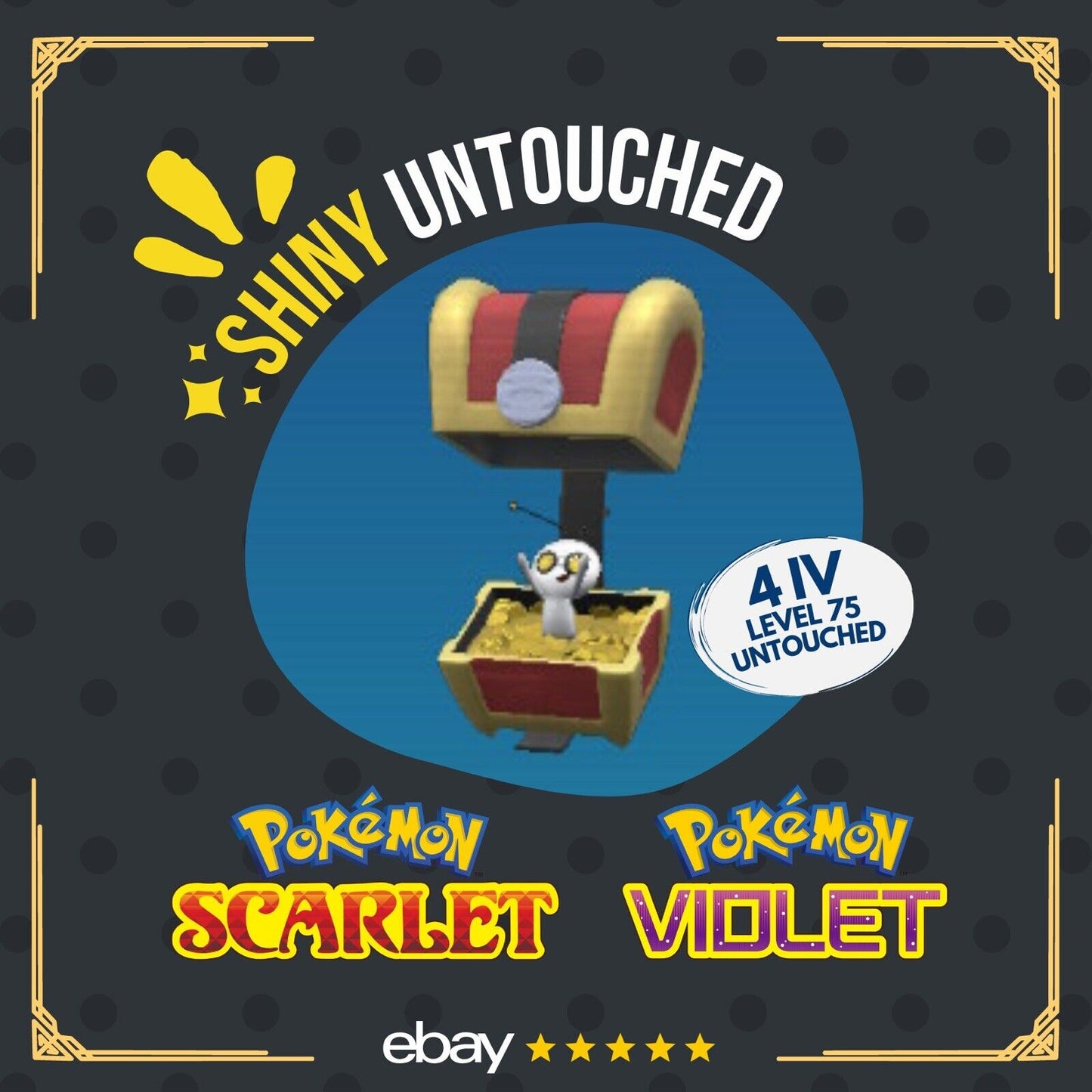 Gimmighoul Shiny Tera Raid Event June Direct Untouched Pokémon Scarlet Violet by Shiny Living Dex | Shiny Living Dex