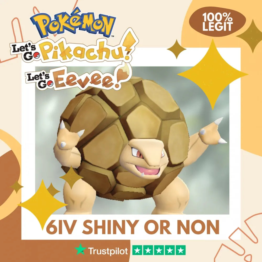 Golem Kanto Shiny ✨ or Non Shiny Pokémon Let's Go Pikachu Eevee Level 100 Competitive Battle Ready 6 IV 100% Legit Legal Customizable Custom OT by Shiny Living Dex | Shiny Living Dex