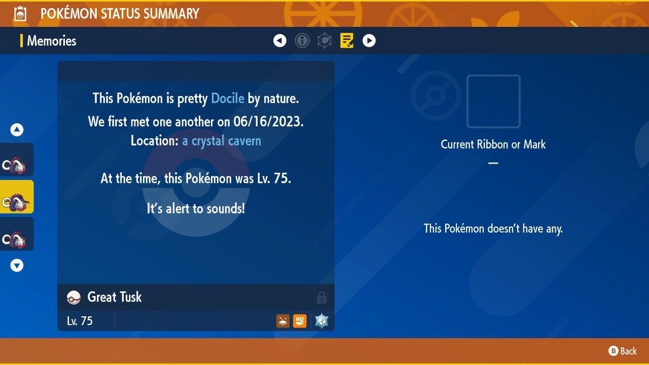Great Tusk Steel Tera Raid Event June 2023 Untouched Pokémon Scarlet Violet Non Shiny Lv. 75 by Shiny Living Dex | Shiny Living Dex