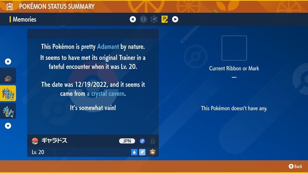 Gyarados Jump Festa Tera Raid Ground Event Gift Untouched Pokémon Scarlet Violet JPN Non shiny Level 20 by Shiny Living Dex | Shiny Living Dex