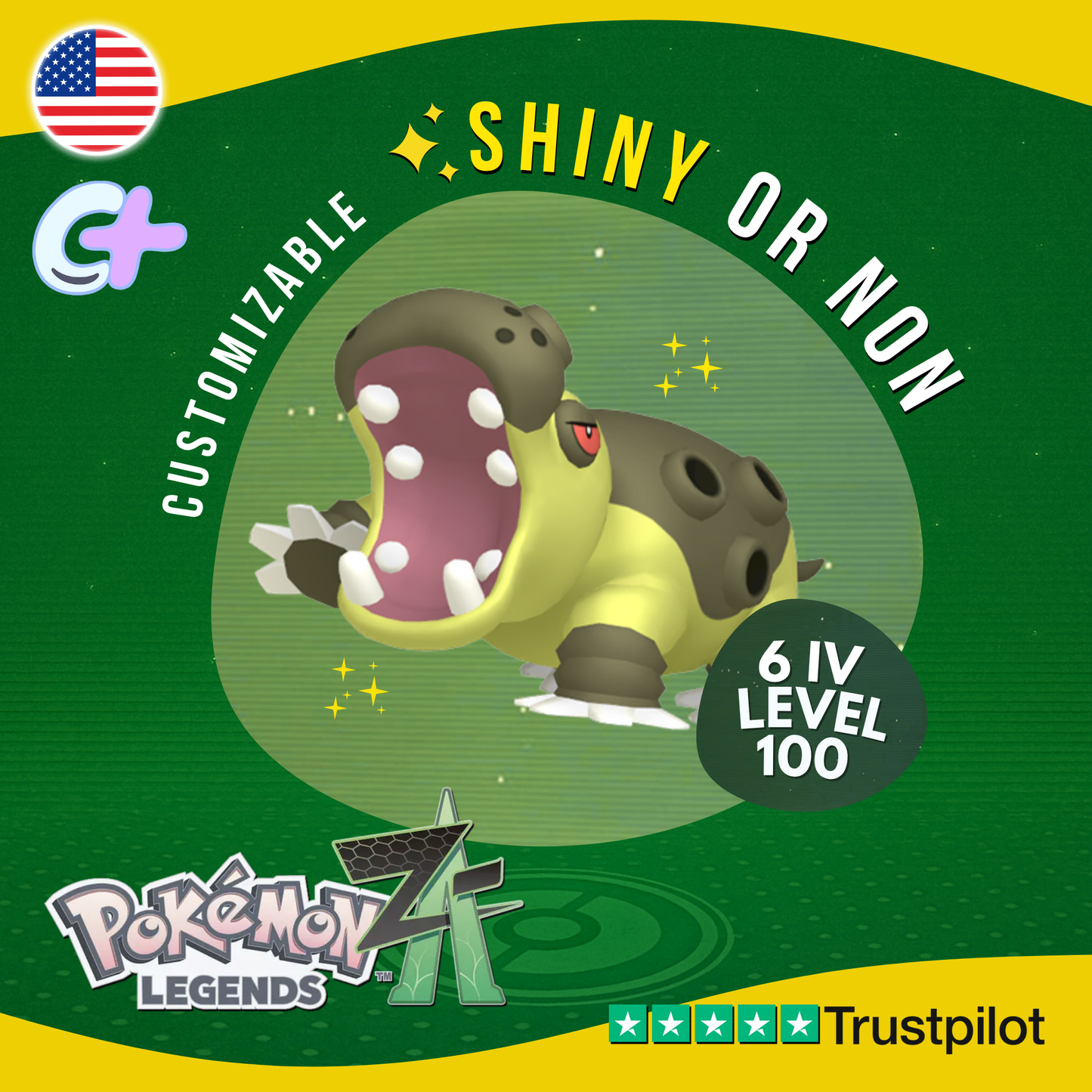 Hippowdon Shiny or Non ✨6 IV Pokémon Legends Z-A Competitive Customizable ZA Z A