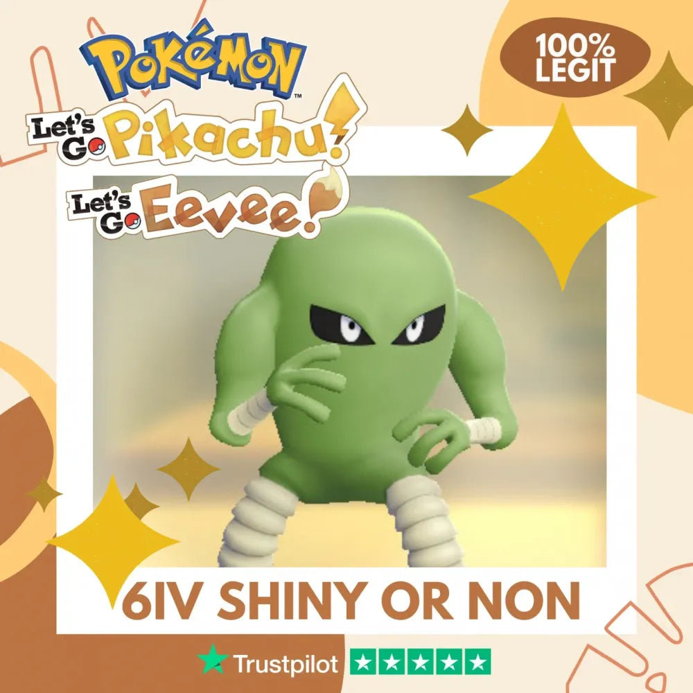 Hitmonlee Shiny ✨ or Non Shiny Pokémon Let's Go Pikachu Eevee Level 100 Competitive Battle Ready 6 IV 100% Legit Legal Customizable Custom OT by Shiny Living Dex | Shiny Living Dex