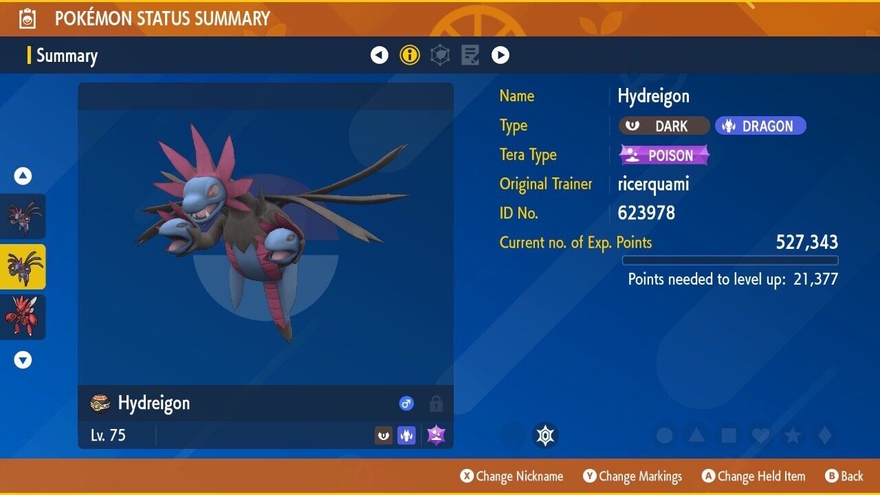 Hydreigon Prepare the Offense Tera Raid Event Untouched Pokémon Scarlet Violet Non Shiny Lv. 75 by Shiny Living Dex | Shiny Living Dex