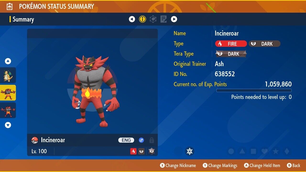Incineroar Unrivaled Tera Raid Event Mightiest Dark 6 IV Pokémon Scarlet Violet