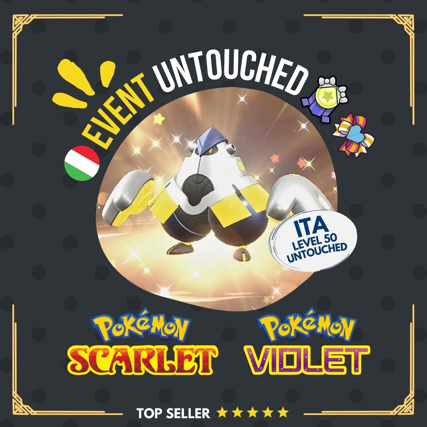 Iron Hands Event April Championship European Untouched IV Pokémon Scarlet Violet Non shiny Lv 50 by Shiny Living Dex | Shiny Living Dex