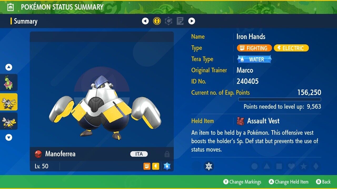Iron Hands Event April Championship European Untouched IV Pokémon Scarlet Violet Non shiny Lv 50 by Shiny Living Dex | Shiny Living Dex