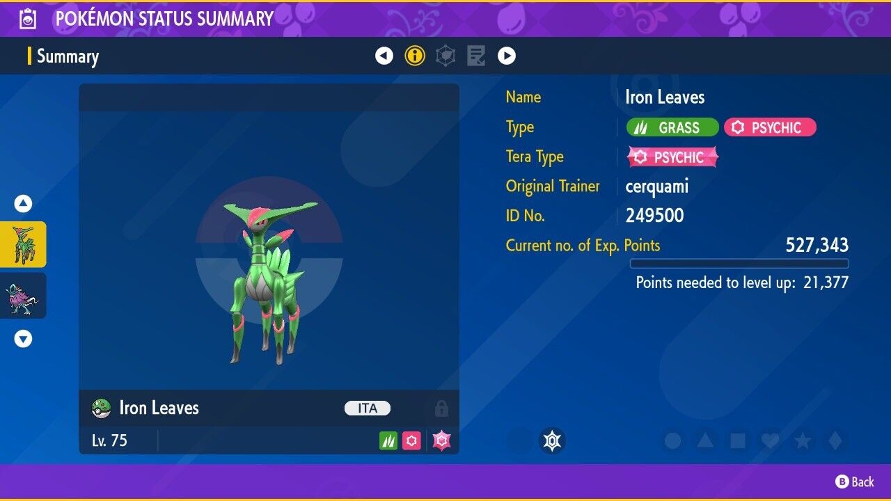 Iron Leaves Virizion Paradox Tera Raid Event Untouched Pokémon Scarlet Violet Non Shiny Lv. 75 by Shiny Living Dex | Shiny Living Dex