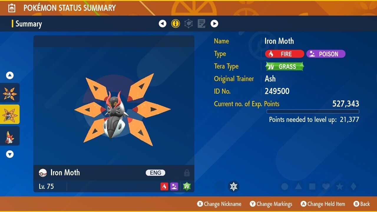 Iron Moth Tera Raid Event September 2023 Untouched Pokémon Scarlet Violet Non Shiny Lv. 75 by Shiny Living Dex | Shiny Living Dex