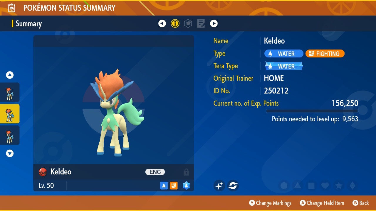 Keldeo Shiny 2025 Event HOME Legit Untouched IV 250212 Pokémon Scarlet Violet