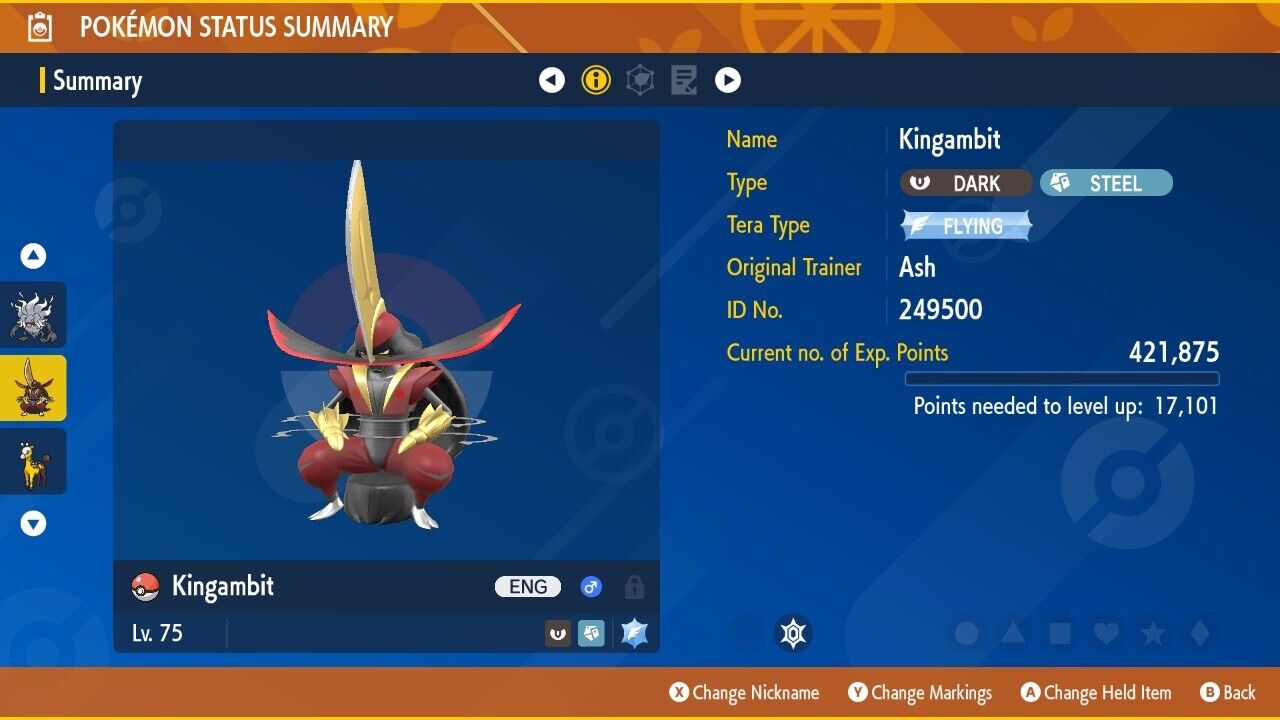 Kingambit Tera Worthy Event December 2024 Untouched IV Pokémon Scarlet Violet