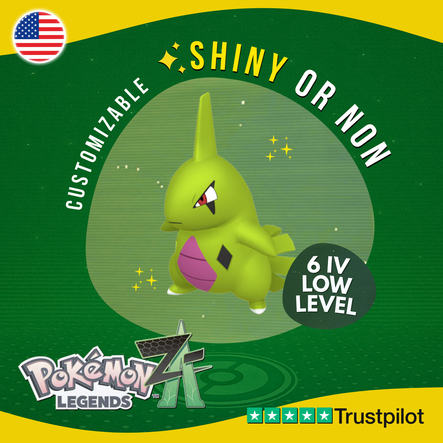 Larvitar Shiny or Non ✨ 6 IV Pokémon Legends Z-A Competitive Customizable ZA Z A