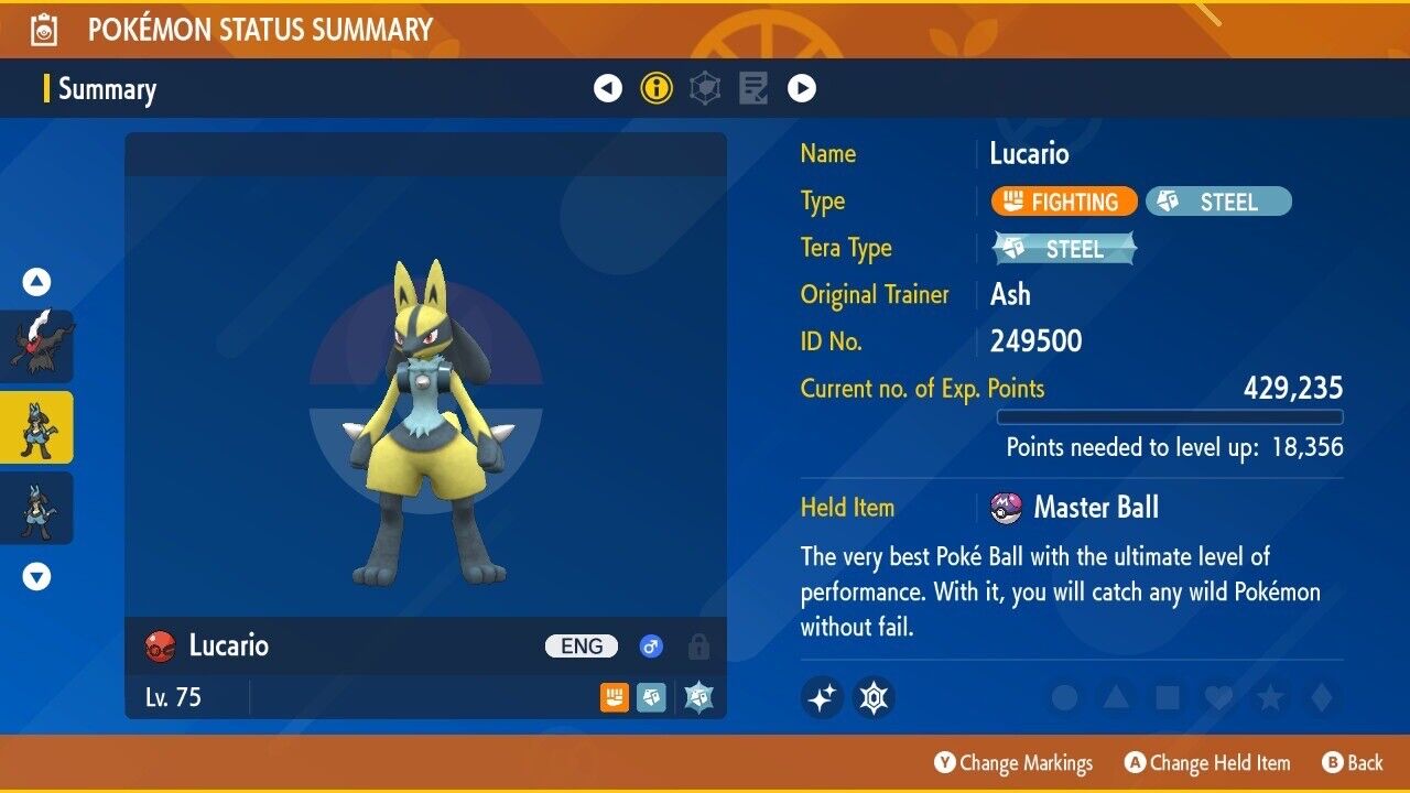 Lucario Shiny Mistery Gift Event SH1NYBUDDY Untouched Pokémon Scarlet Violet Shiny Lv. 75 by Shiny Living Dex | Shiny Living Dex
