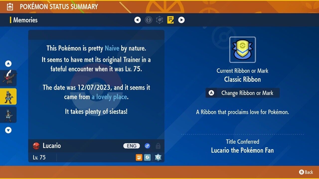 Lucario Shiny Mistery Gift Event SH1NYBUDDY Untouched Pokémon Scarlet Violet Shiny Lv. 75 by Shiny Living Dex | Shiny Living Dex