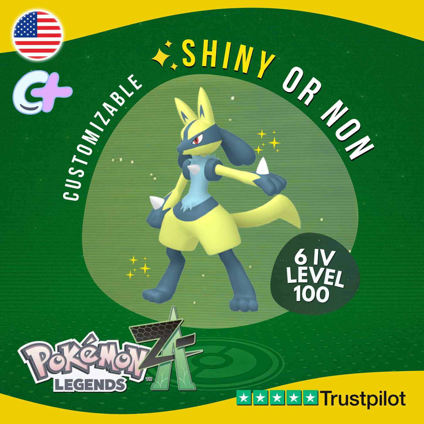 Lucario Shiny or Non ✨6 IV Pokémon Legends Z-A Competitive Customizable ZA Z A