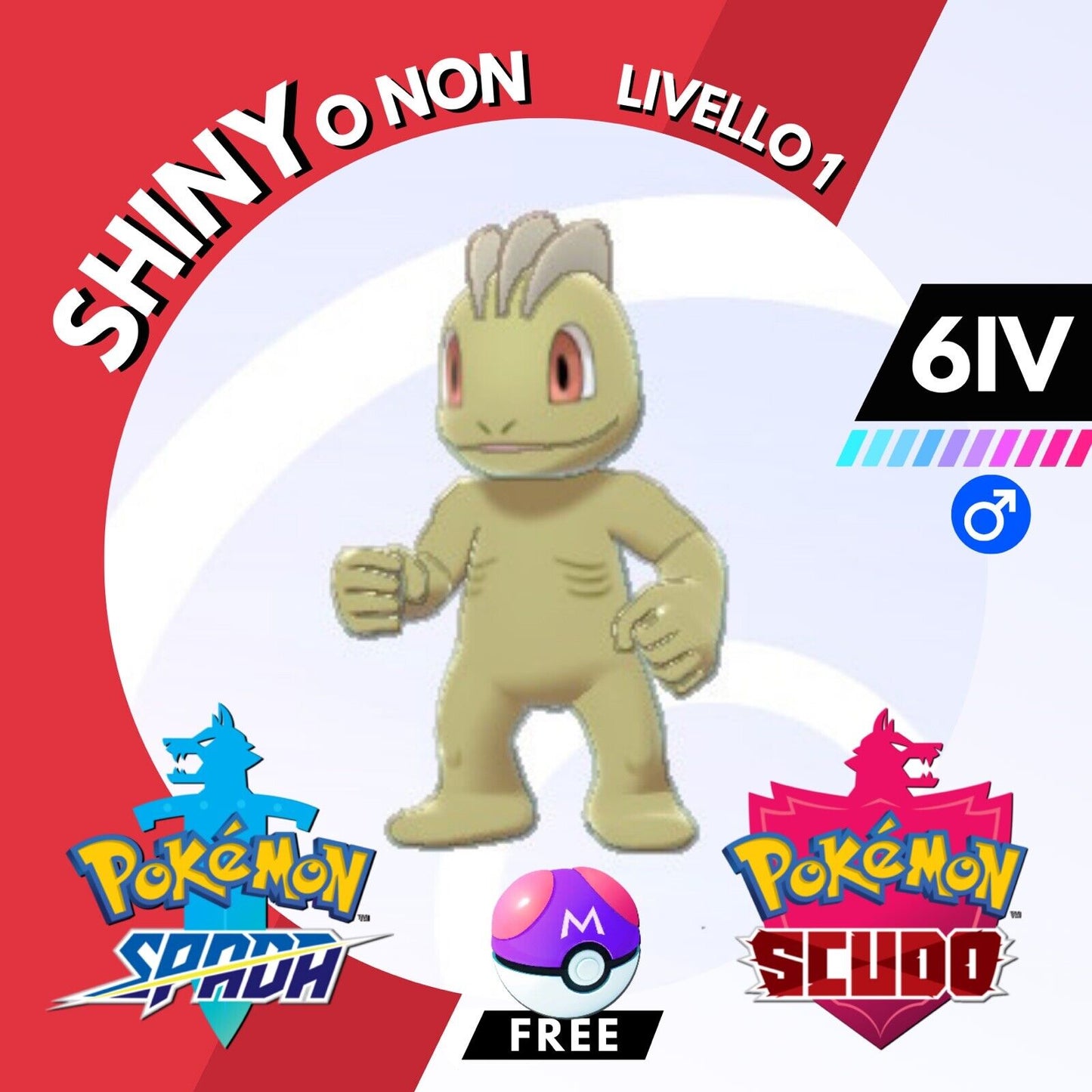 Machop Shiny o Non 6 IV e Master Ball Legit Pokemon Spada Scudo Sword Shield