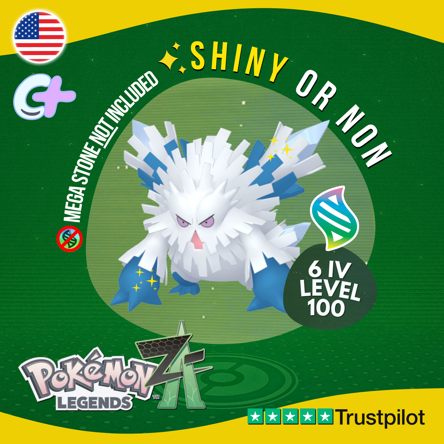 Mega Abomasnow Shiny or Non ✨ 6 IV Pokémon Legends Z-A Battle Ready ZA Z A