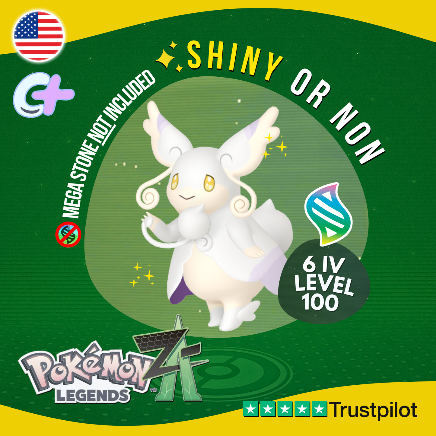 Mega Audino Shiny or Non ✨ 6 IV Pokémon Legends Z-A Battle Ready ZA Z A