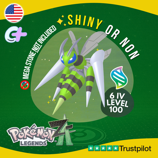 Mega Beedrill Shiny or Non ✨ 6 IV Pokémon Legends Z-A Battle Ready ZA Z A