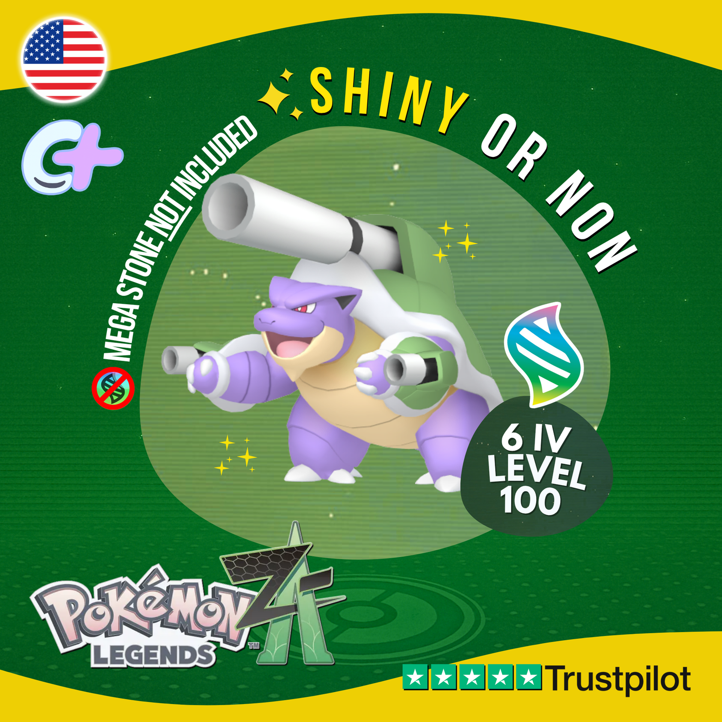 Mega Blastoise Shiny or Non ✨ 6 IV Pokémon Legends Z-A Battle Ready ZA Z A