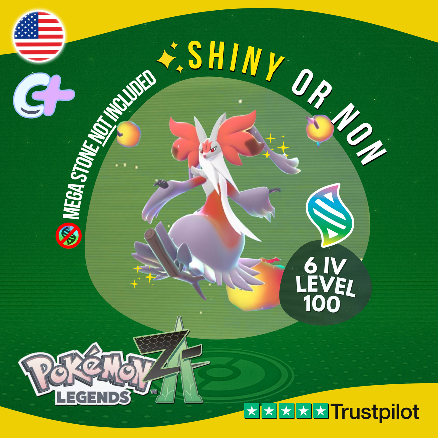 Mega Delphox Shiny or Non ✨ 6 IV Pokémon Legends Z-A Battle Ready ZA Z A