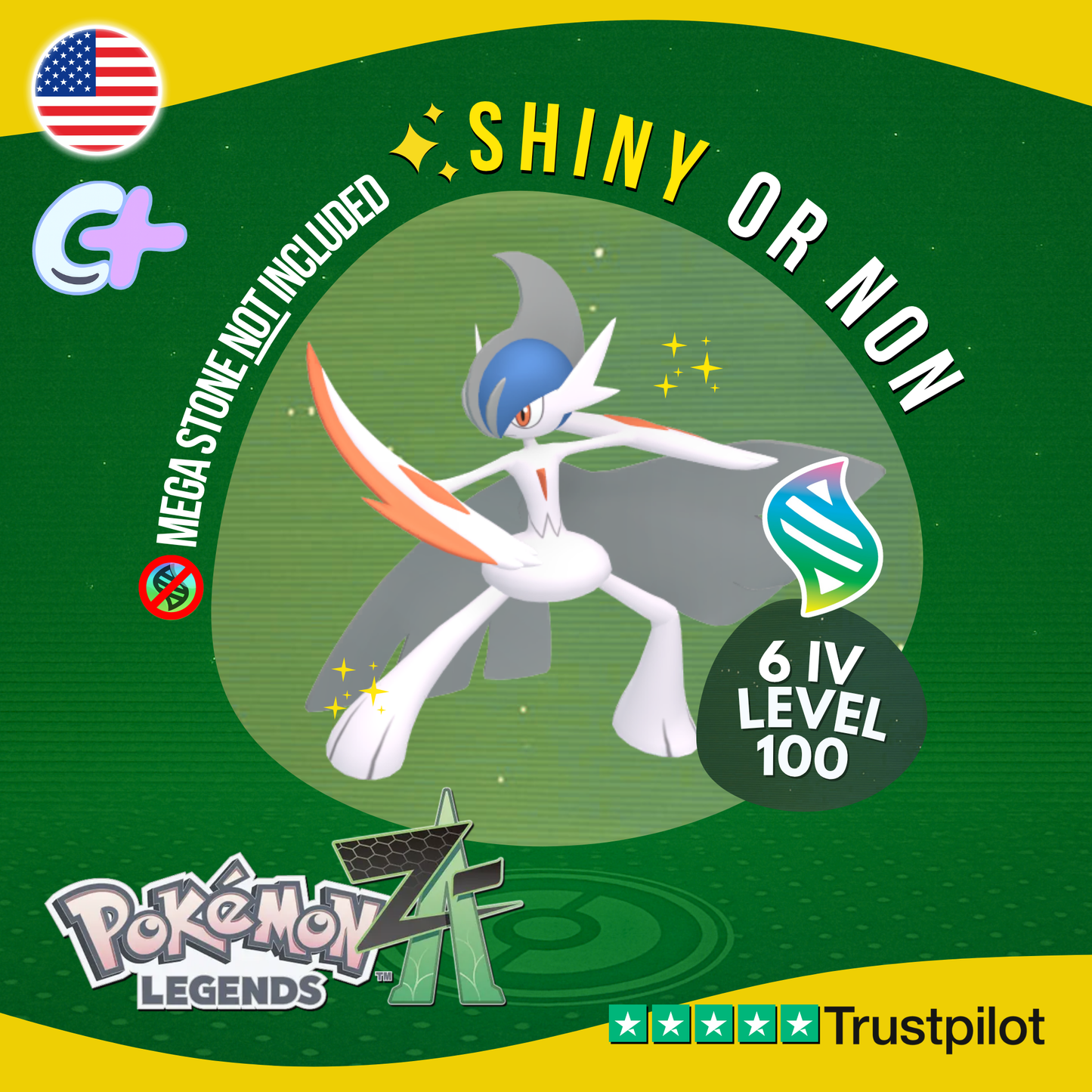 Mega Gallade Shiny or Non ✨ 6 IV Pokémon Legends Z-A Battle Ready ZA Z A