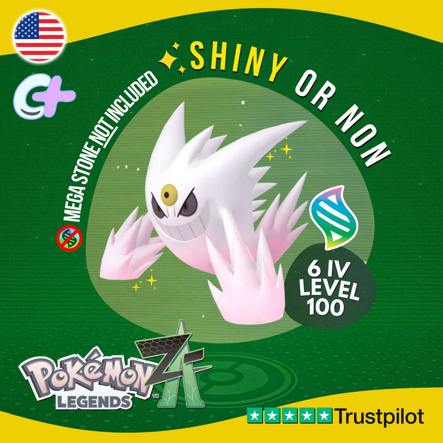 Mega Gengar Shiny or Non ✨ 6 IV Pokémon Legends Z-A Battle Ready ZA Z A