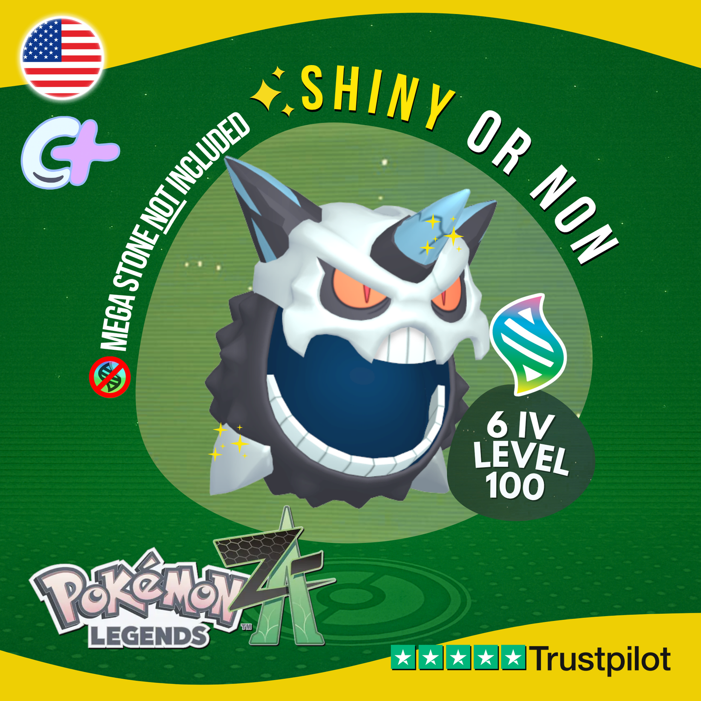 Mega Glalie Shiny or Non ✨ 6 IV Pokémon Legends Z-A Battle Ready ZA Z A