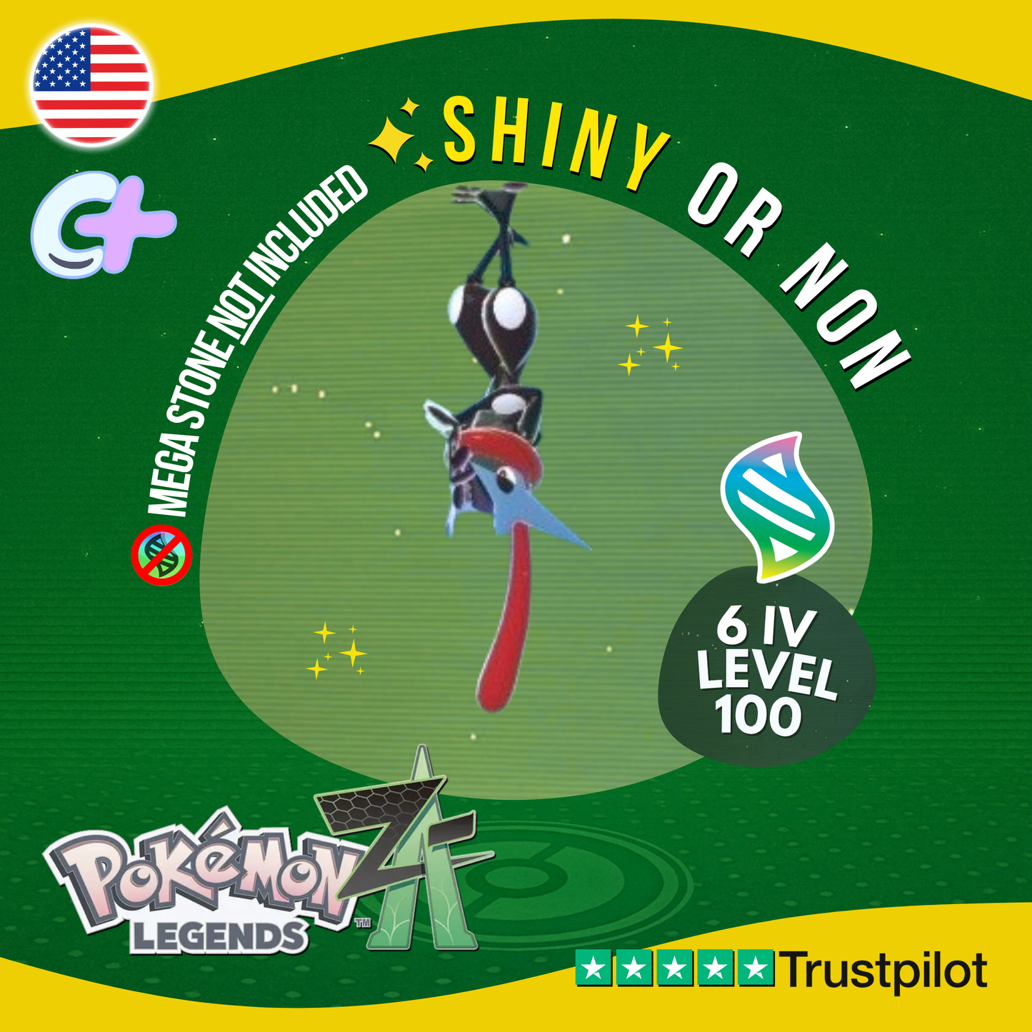 Mega Greninja Shiny or Non ✨ 6 IV Pokémon Legends Z-A Battle Ready ZA Z A