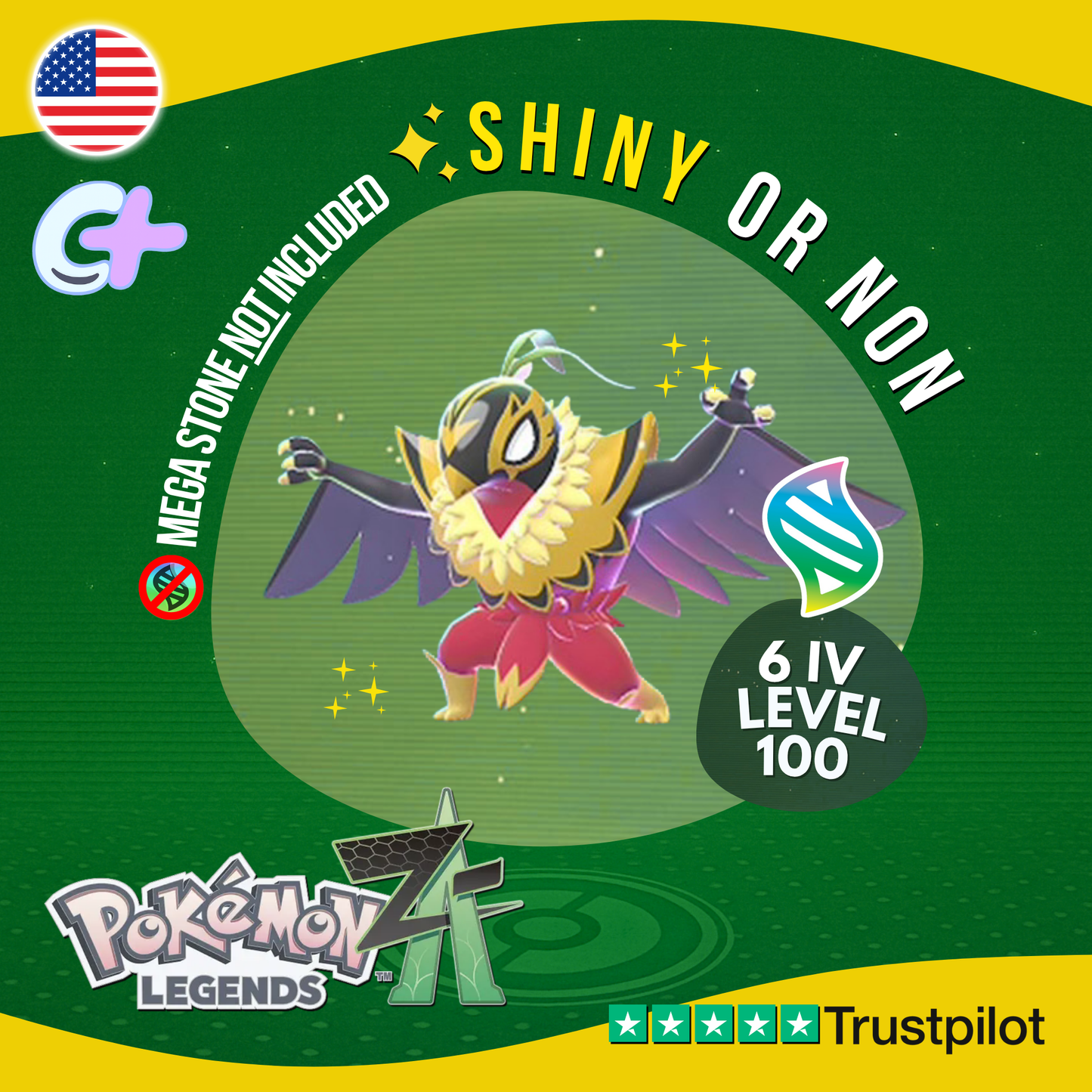 Mega Hawlucha Shiny or Non ✨ 6 IV Pokémon Legends Z-A Battle Ready ZA Z A