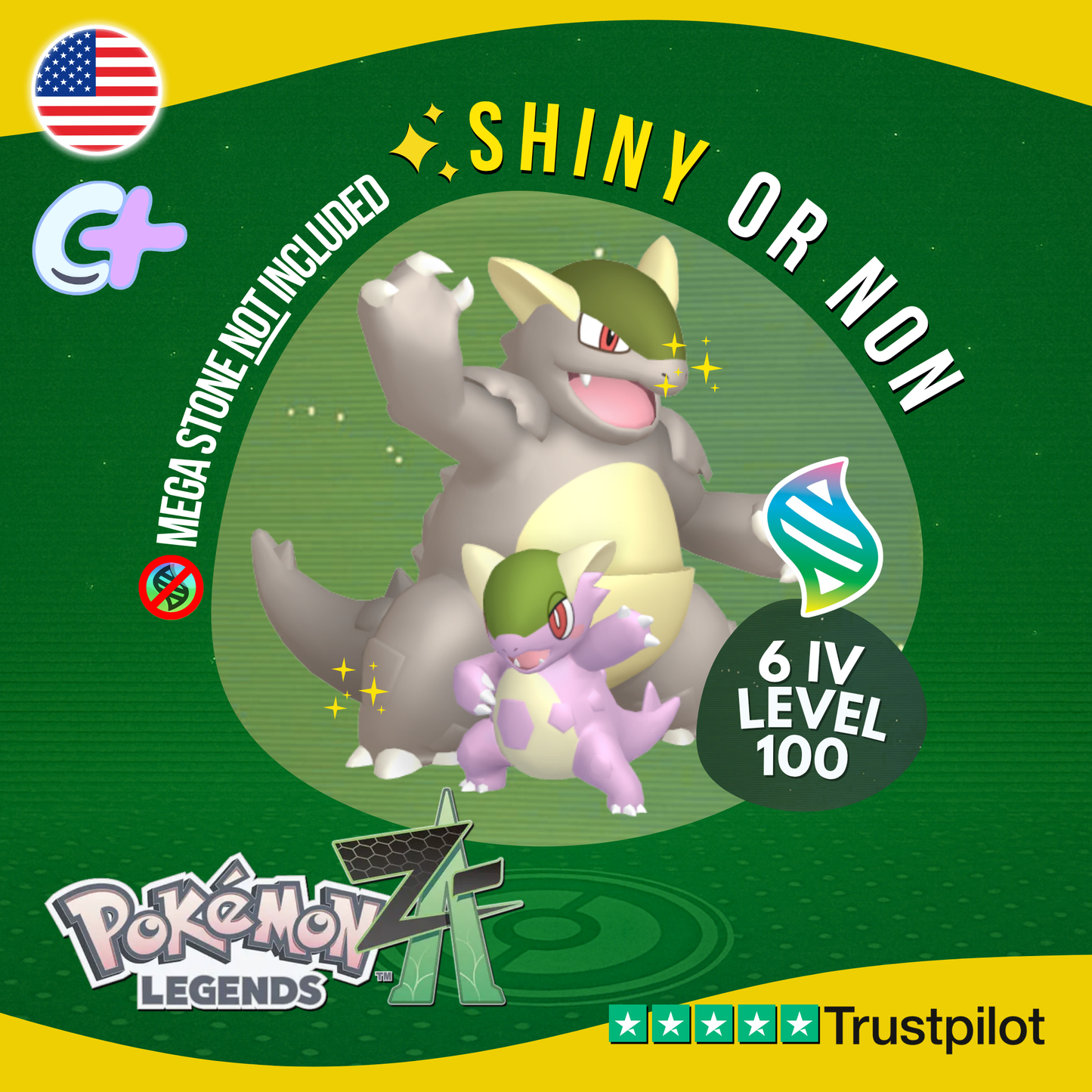 Mega Kangaskhan Shiny or Non ✨ 6 IV Pokémon Legends Z-A Battle Ready ZA Z A
