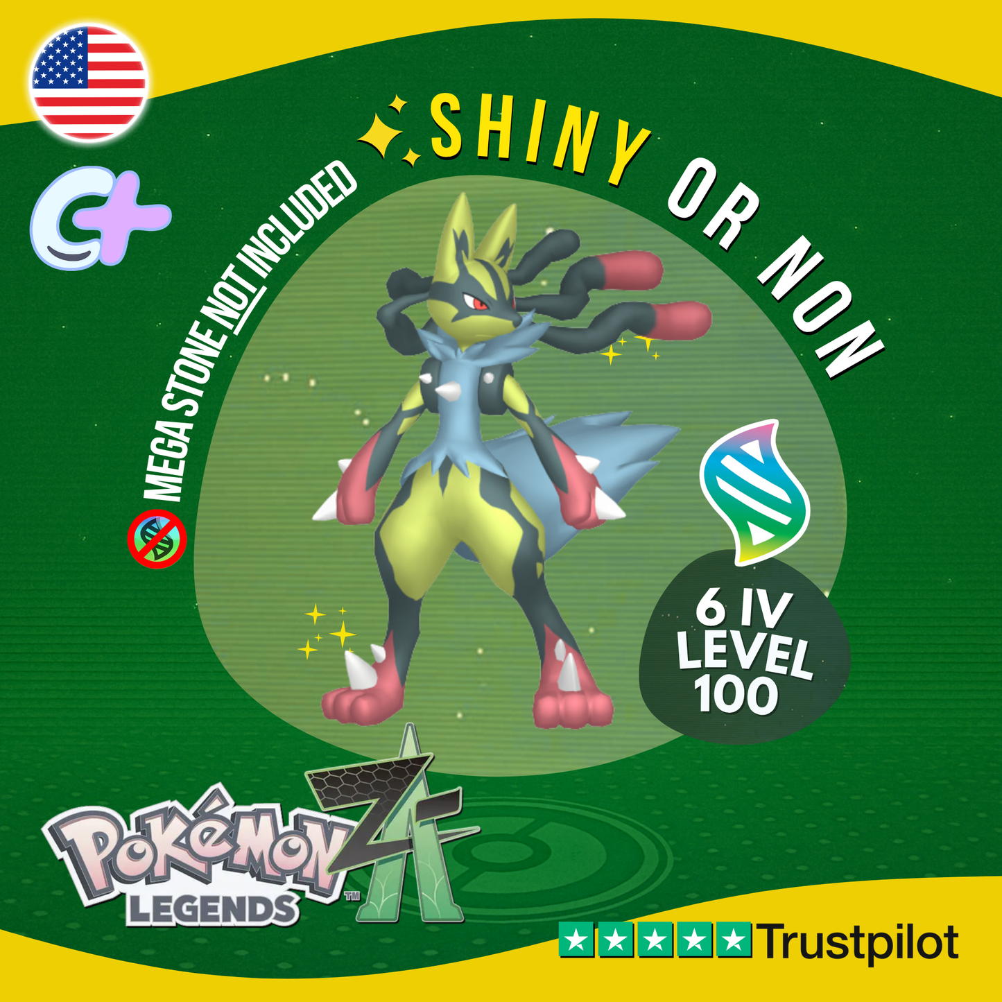 Mega Lucario Shiny or Non ✨ 6 IV Pokémon Legends Z-A Battle Ready ZA Z A