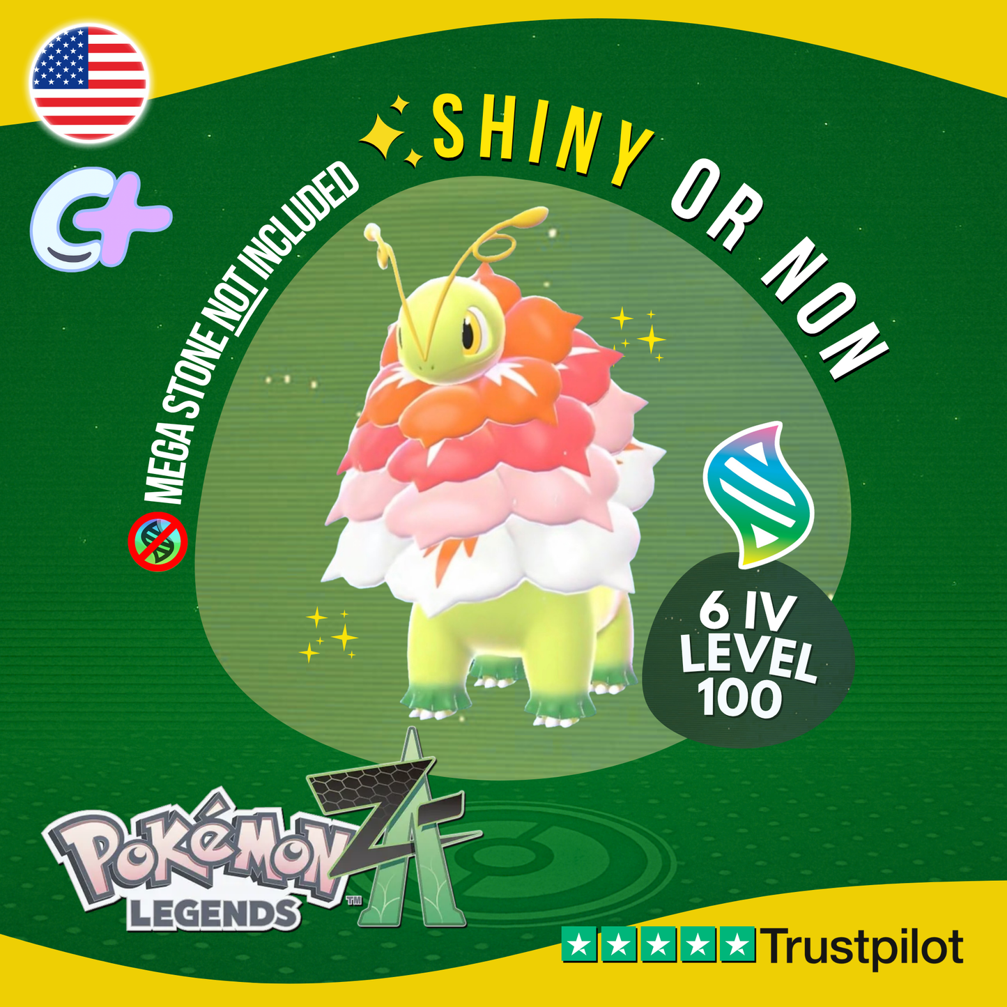 Mega Meganium Shiny or Non ✨ 6 IV Pokémon Legends Z-A Battle Ready ZA Z A
