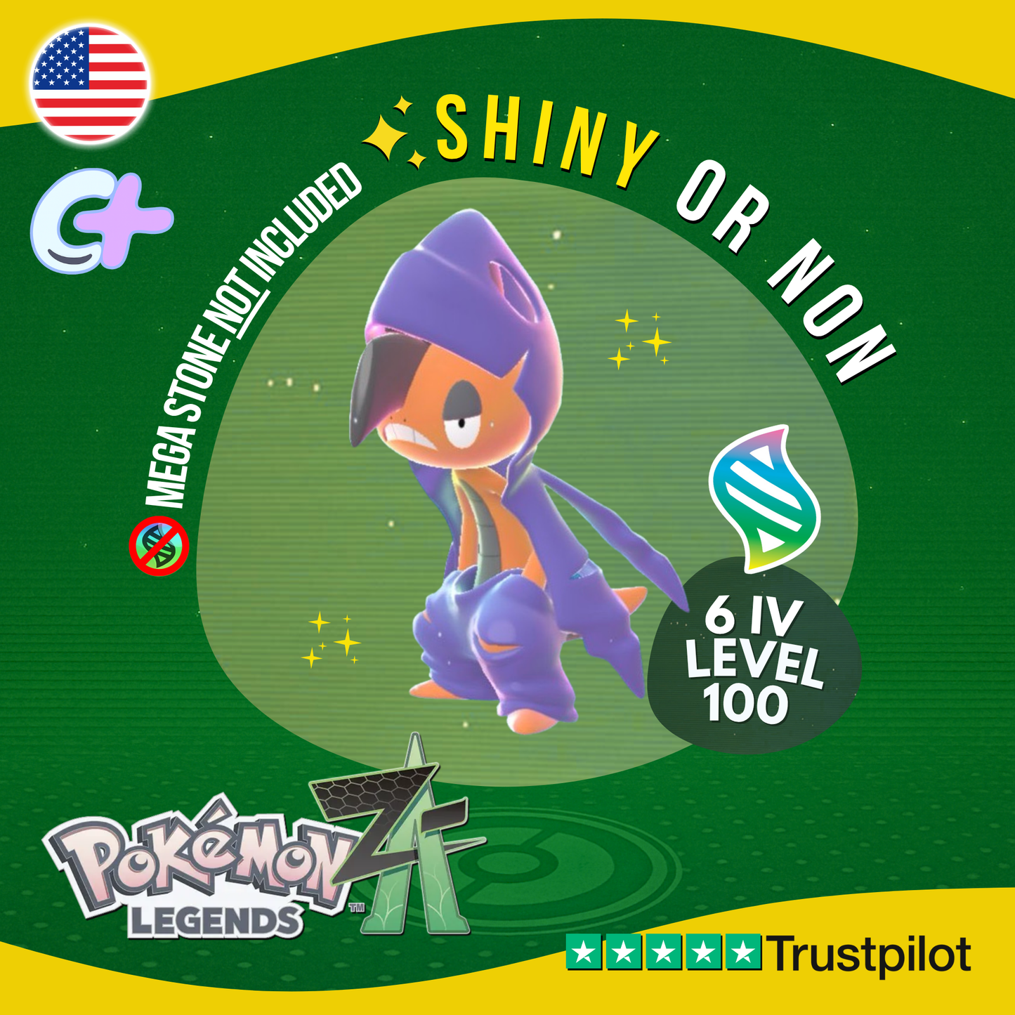 Mega Scrafty Shiny or Non ✨ 6 IV Pokémon Legends Z-A Battle Ready ZA Z A