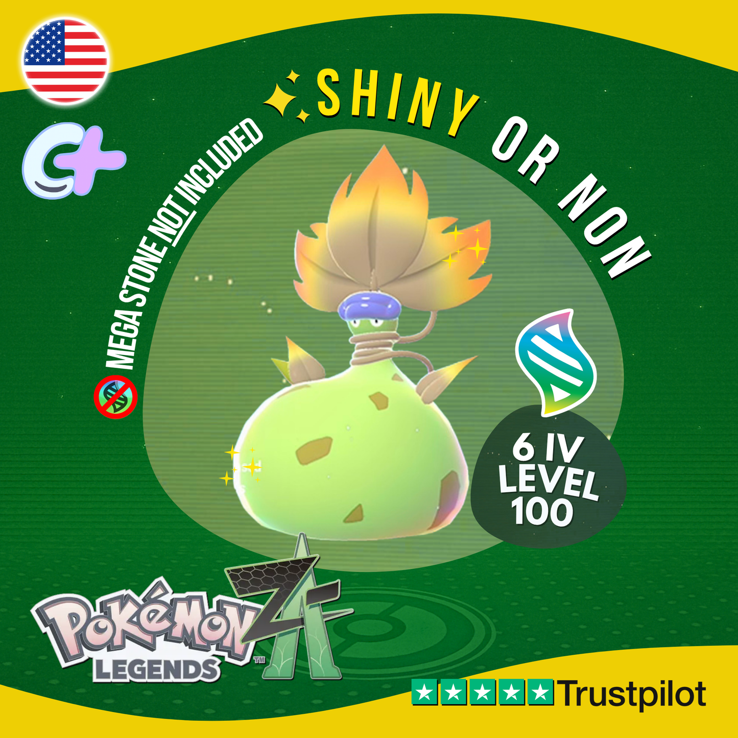 Mega Victreebel Shiny or Non ✨ 6 IV Pokémon Legends Z-A Battle Ready ZA Z A