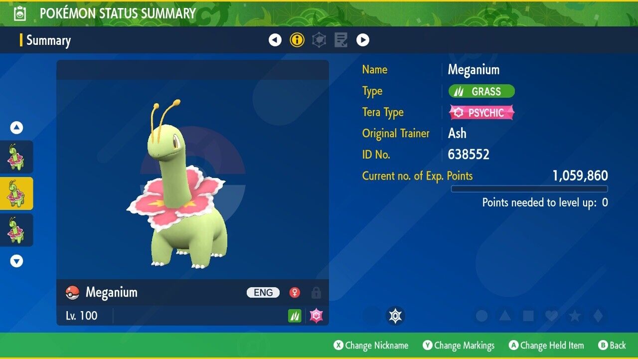 Meganium Unrivaled Tera Raid Event Mightiest Untouched IV Pokémon Scarlet Violet Non shiny Lv. 100 by Shiny Living Dex | Shiny Living Dex
