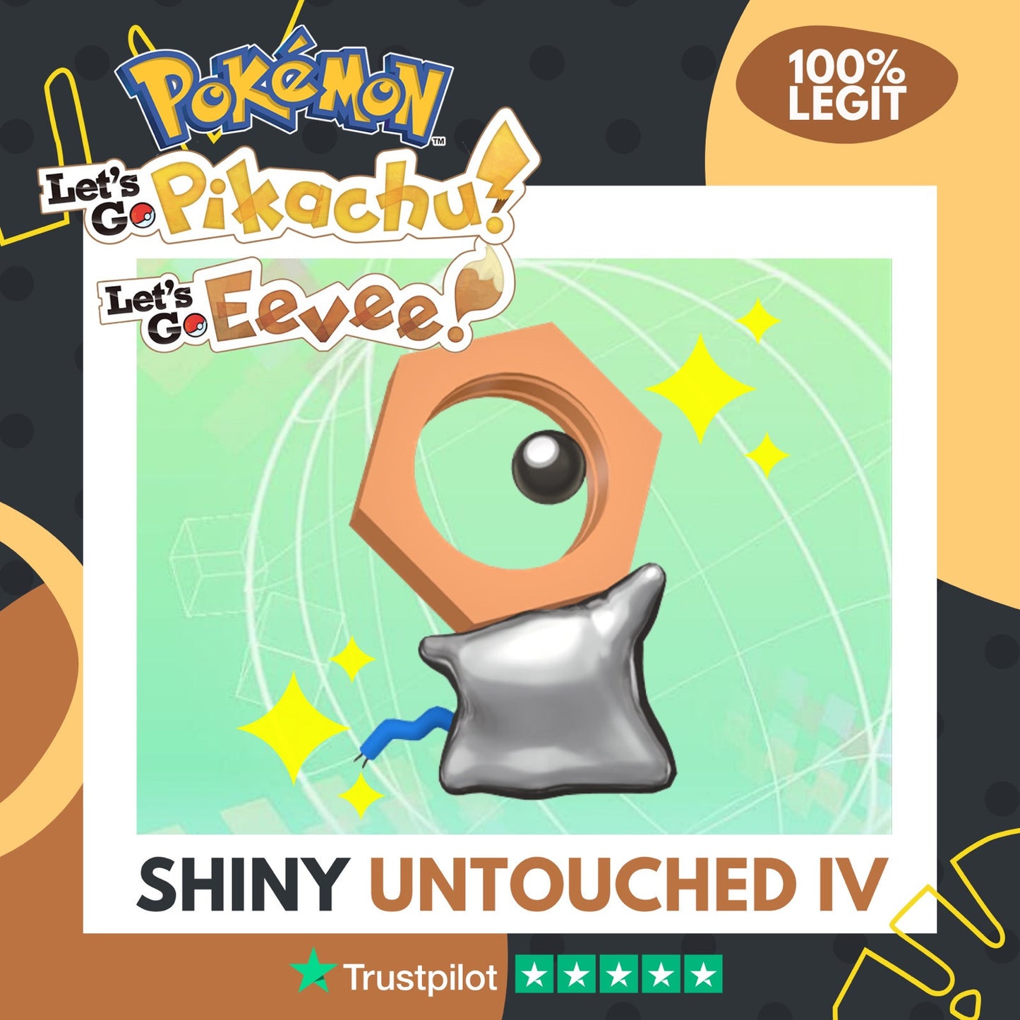 Meltan Shiny Event HOME 2025 Legit Untouched IV Pokémon Let's Go Pikachu Eevee