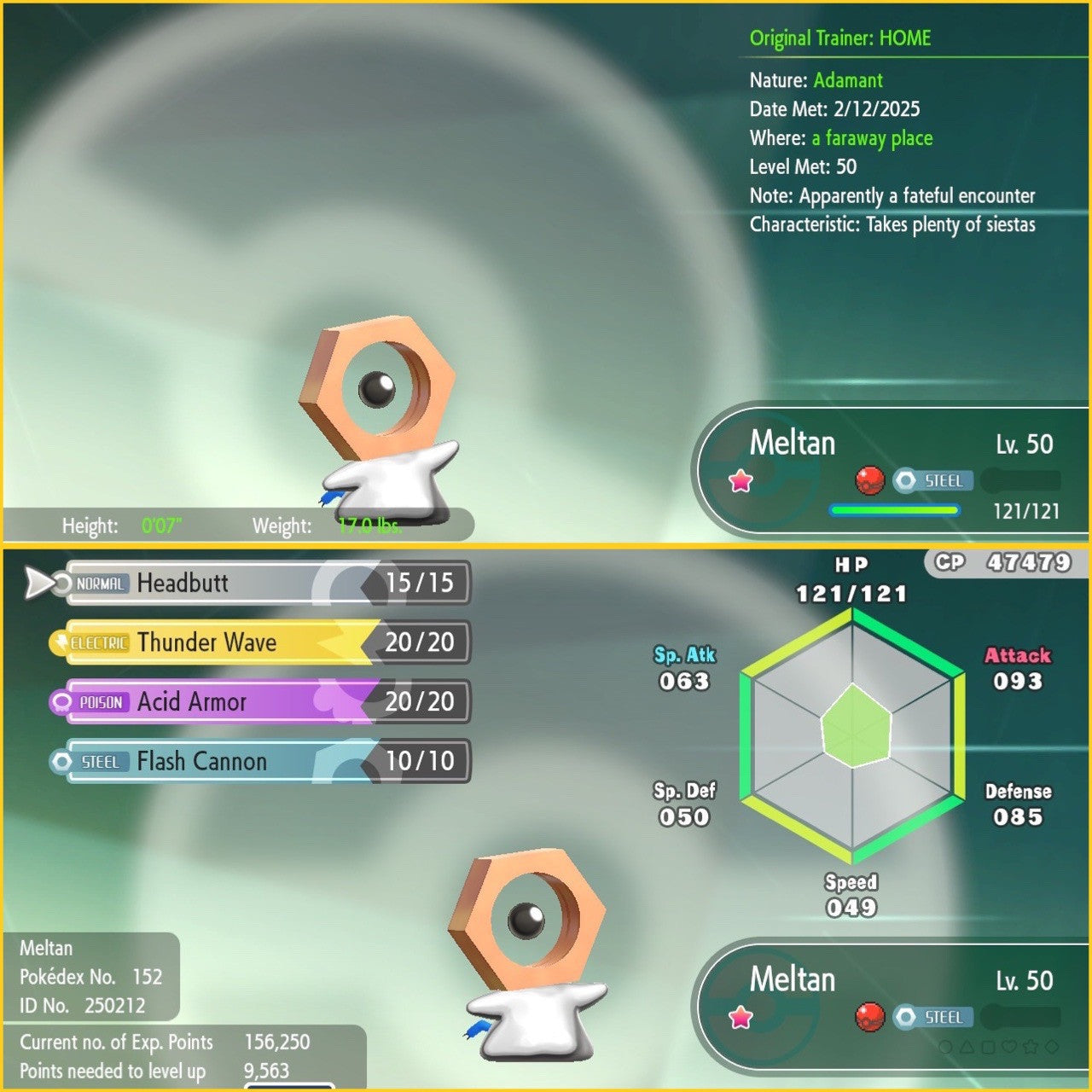 Meltan Shiny Event HOME 2025 Legit Untouched IV Pokémon Let's Go Pikachu Eevee