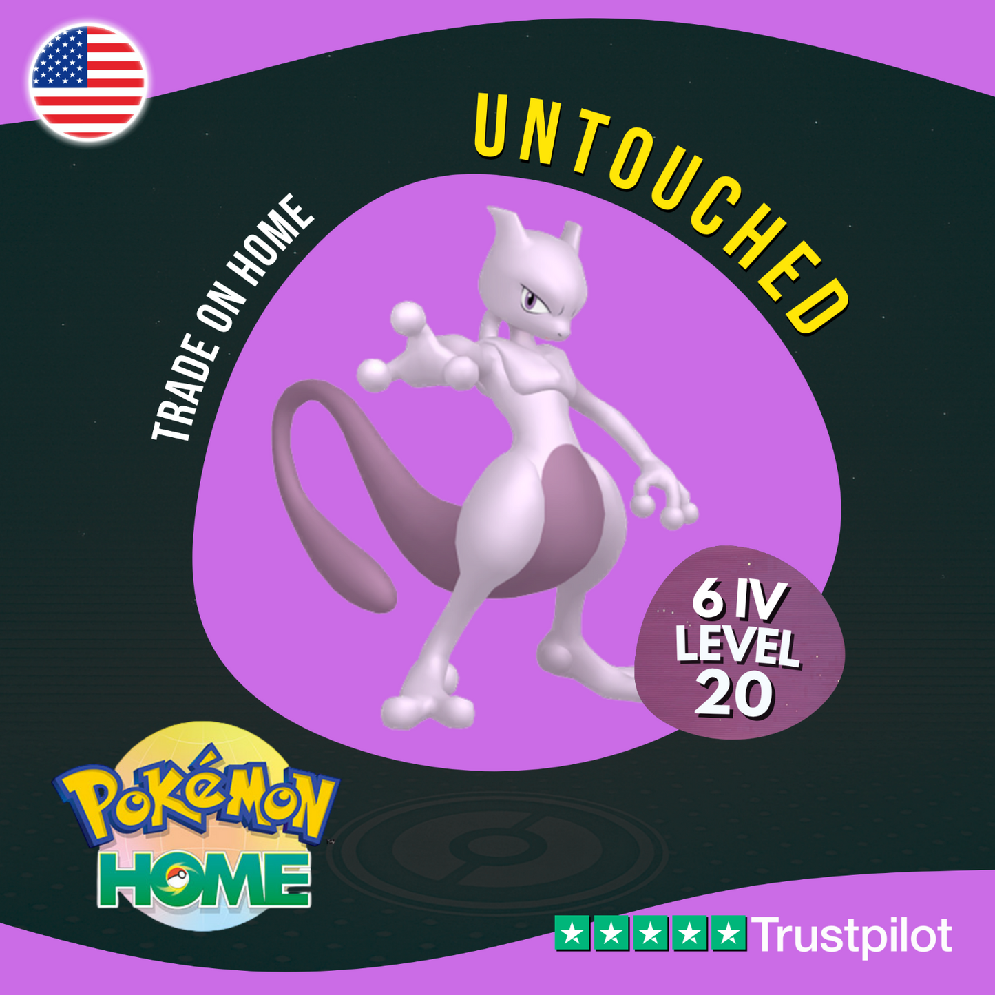 Mewtwo Event 9 July 2026 Fest Times Square Untouched 6 IV Pokémon HOME Shundo Scarlet Z-A Sword Diamond Compatible