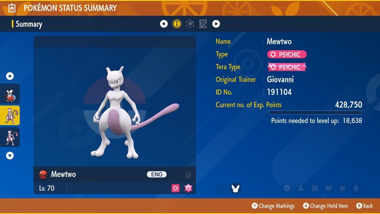 Mewtwo Giovanni 191104 Best Buy Event 2019 Untouched Pokémon Scarlet Violet Non Shiny Lv. 70 by Shiny Living Dex | Shiny Living Dex