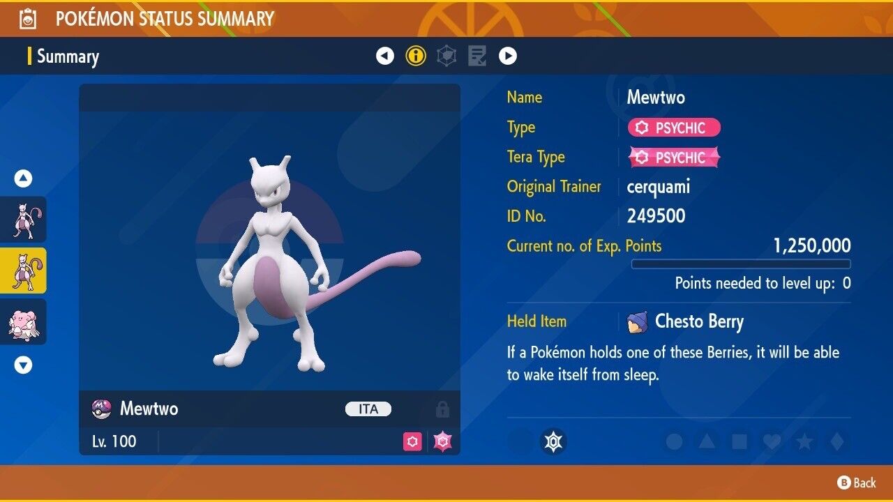 Mewtwo Unrivaled Tera Raid Mark Event Untouched Legit Pokémon Scarlet Violet Non shiny Lv. 100 by Shiny Living Dex | Shiny Living Dex