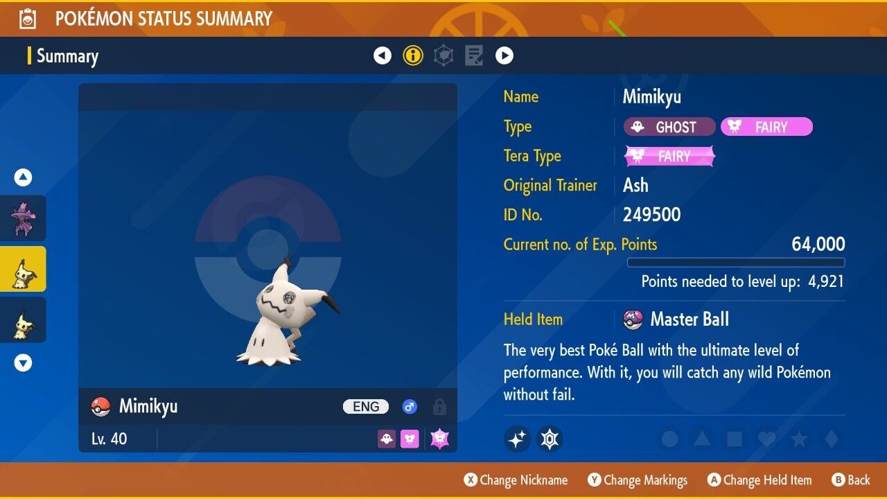 Mimikyu Shiny Crafty Mark Event Mass Outbreak Untouched Pokémon Scarlet Violet Shiny Lv. 40 by Shiny Living Dex | Shiny Living Dex