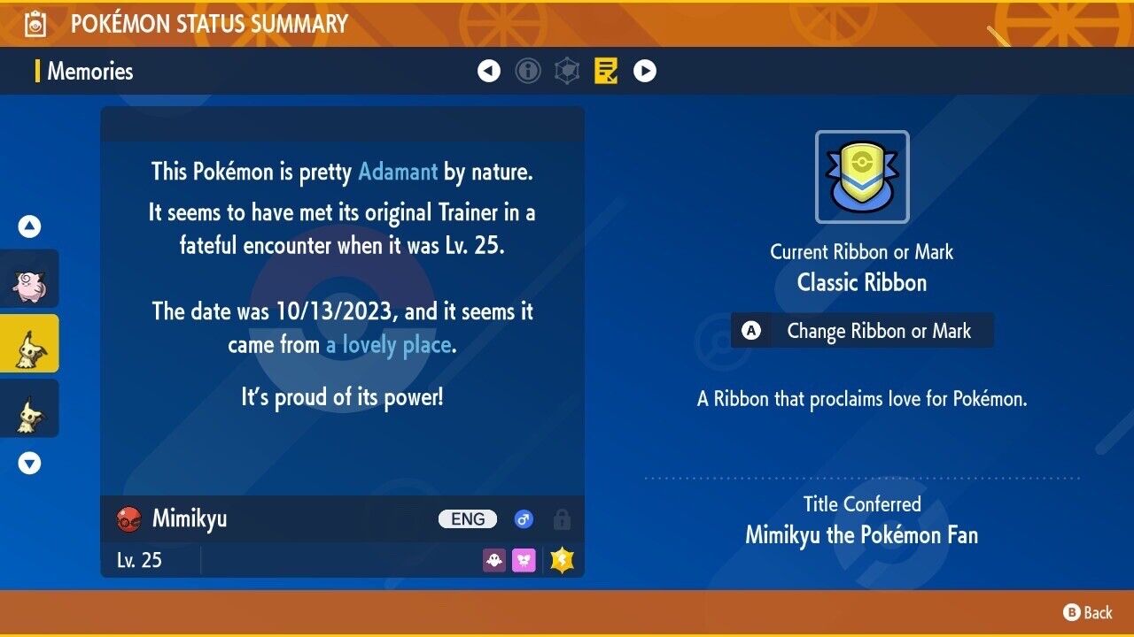Mimikyu Trixie Event October 231006 Gamestop Untouched Pokémon Scarlet Violet Non Shiny Lv. 25 by Shiny Living Dex | Shiny Living Dex