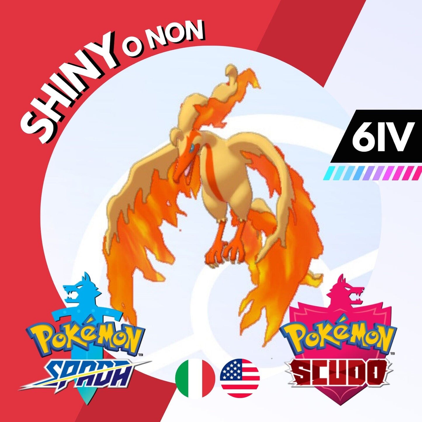Moltres di Galar Shiny o Non 6 IV Competitivo Pokemon Spada Scudo Sword Shield