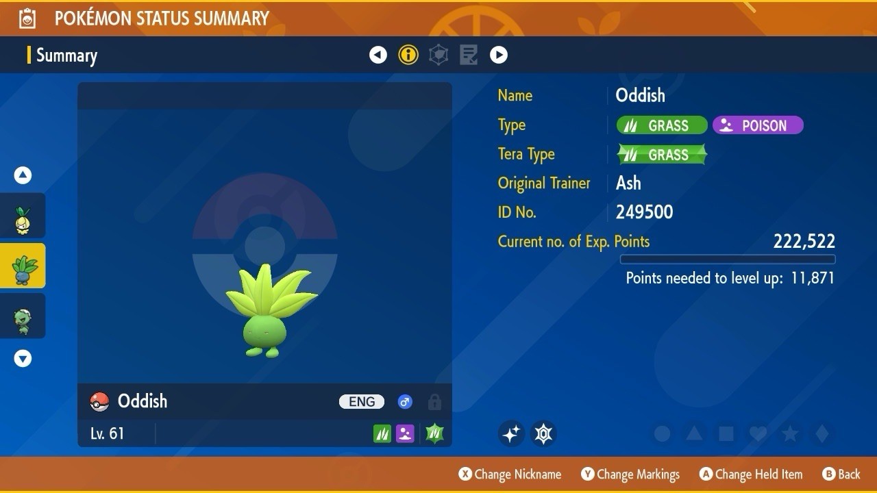 Oddish Shiny Mass Outbreak July 25 Event Untouched IV Pokémon Scarlet Violet