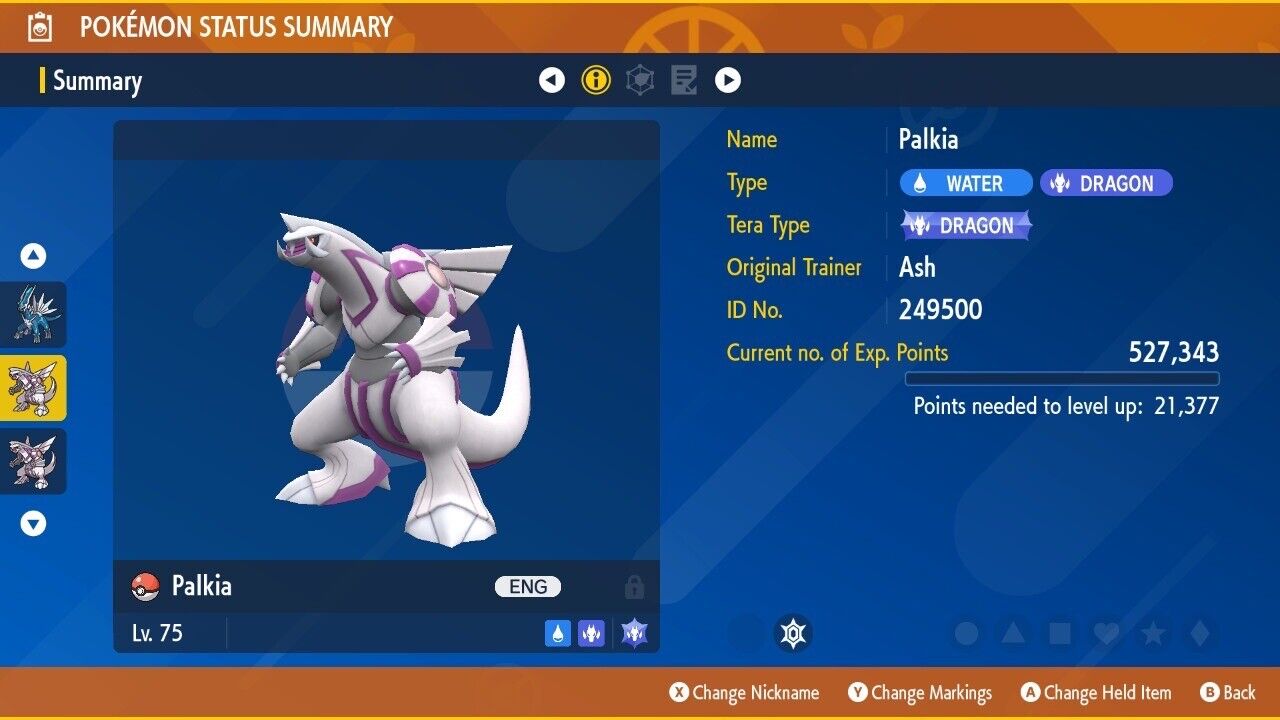 Palkia Tera Raid Event December ☆ 5 Star IV Untouched ENG Pokémon Scarlet Violet Non Shiny Lv. 75 by Shiny Living Dex | Shiny Living Dex