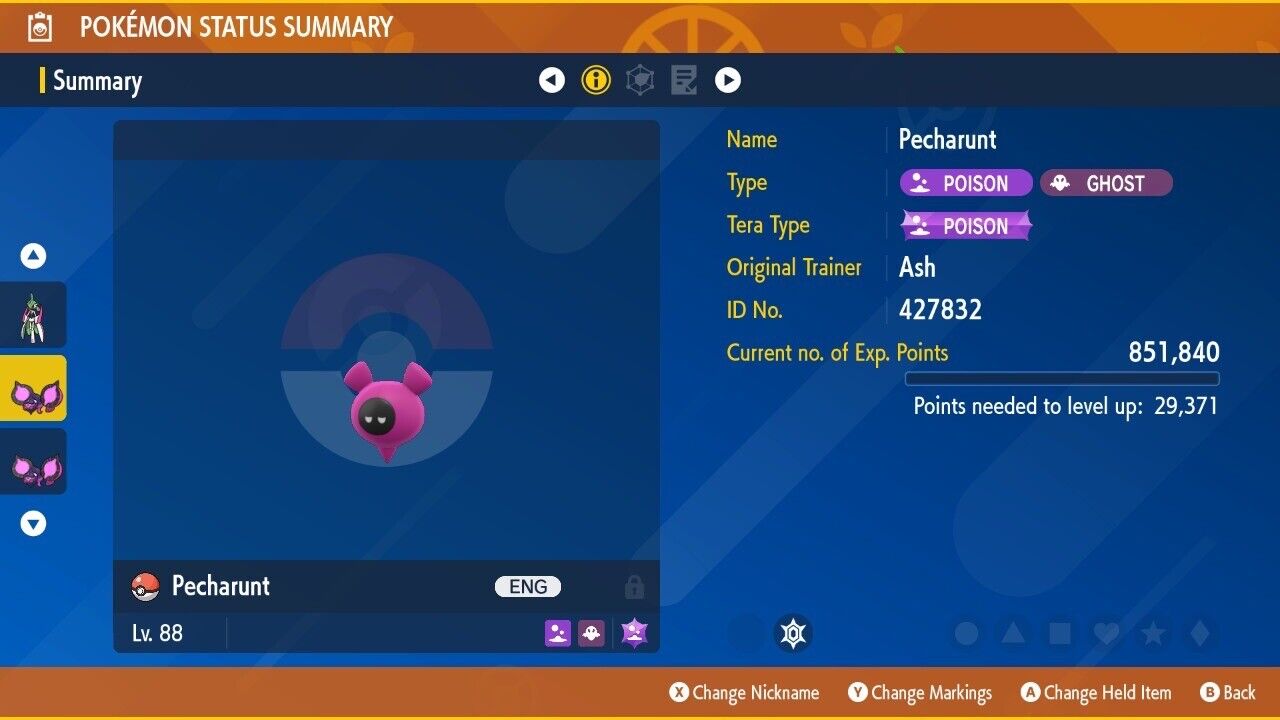 Pecharunt Mistery Gift Event Untouched IV DLC Legit Pokémon Scarlet Violet Non shiny Lv. 88 by Shiny Living Dex | Shiny Living Dex