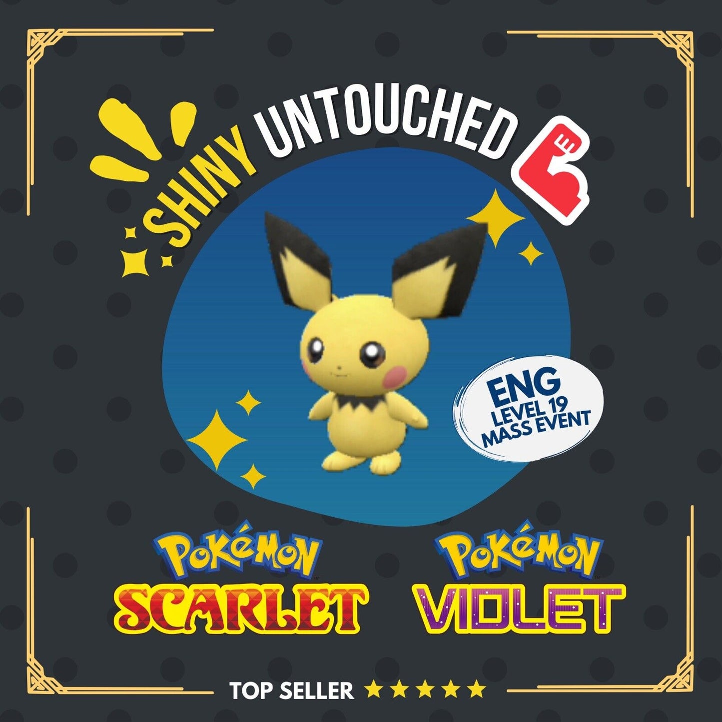 Pichu Shiny Event Easter Vigor Mass Outbreak Untouched IV Pokémon Scarlet Violet Shiny by Shiny Living Dex | Shiny Living Dex