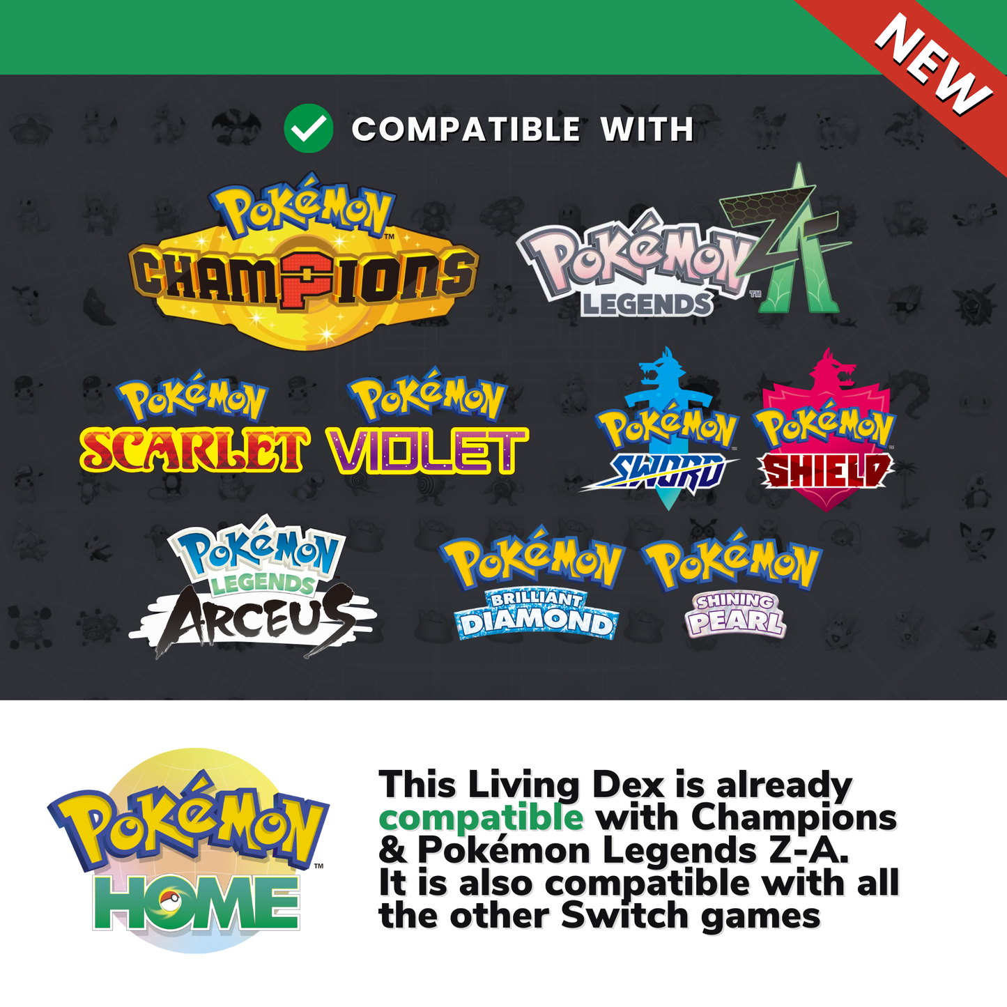 Pokémon Home Shiny Living Dex Generation 1-7 From Bulbasaur to Zeraora 950 Pokemon Compatible with Scarlet & Sword 6 IV